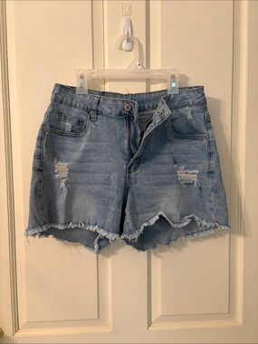 Women’s Light Blue Distressed Denim Jean Shorts